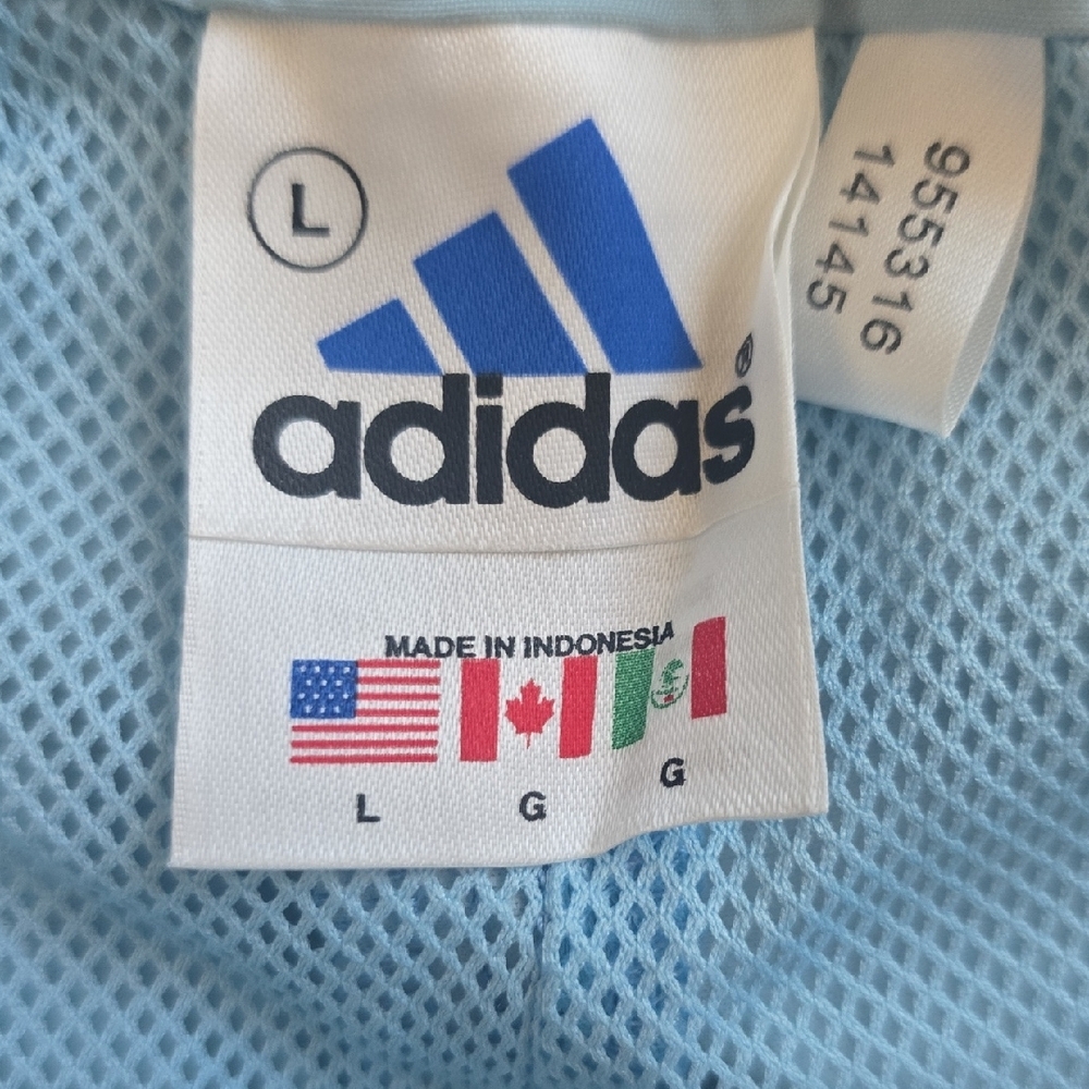 NWT Vintage Adidas Light Blue Track Joggers with Three-Stripes - Picture 2 of 9